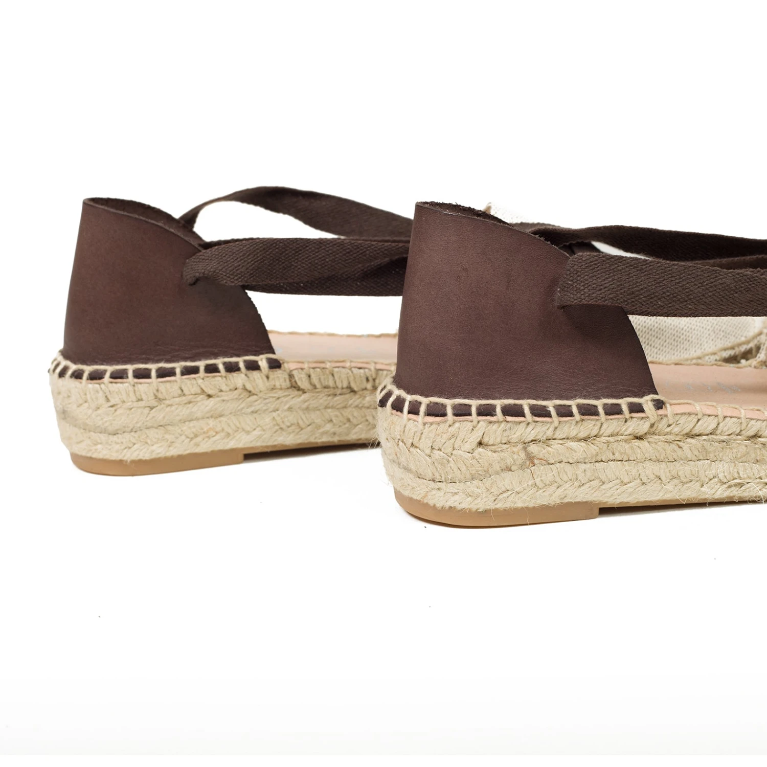 VALENCIANA- ESPADRILLE À LACETS BEIGE/MARRON – Image 3