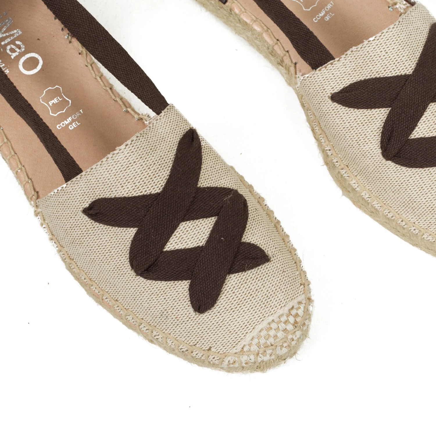 VALENCIANA- ESPADRILLE À LACETS BEIGE/MARRON – Image 4