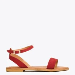 BRACELET - Sandales Plates Avec Bracelet ROUGE