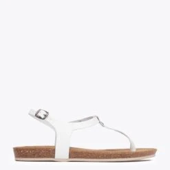 Sandales Plates Entre-doigt Bio Confort Blanc
