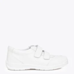Chaussures Enfants "uniforme" En Cuir Lavable Memory Absorber Foam Blanc