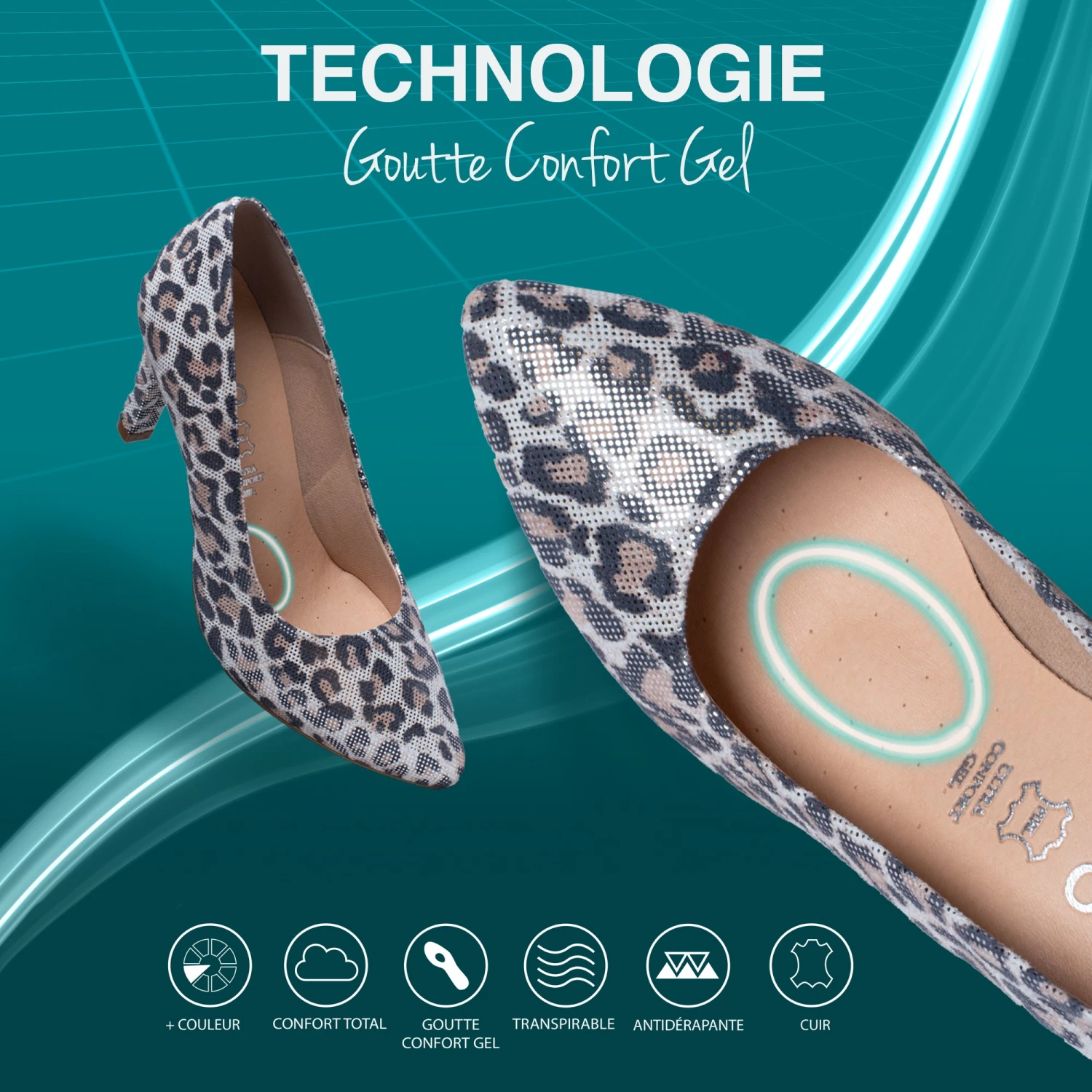 URBAN GLAM - Talons Aiguilles Stiletto LÉOPARD DORÉ – Image 7