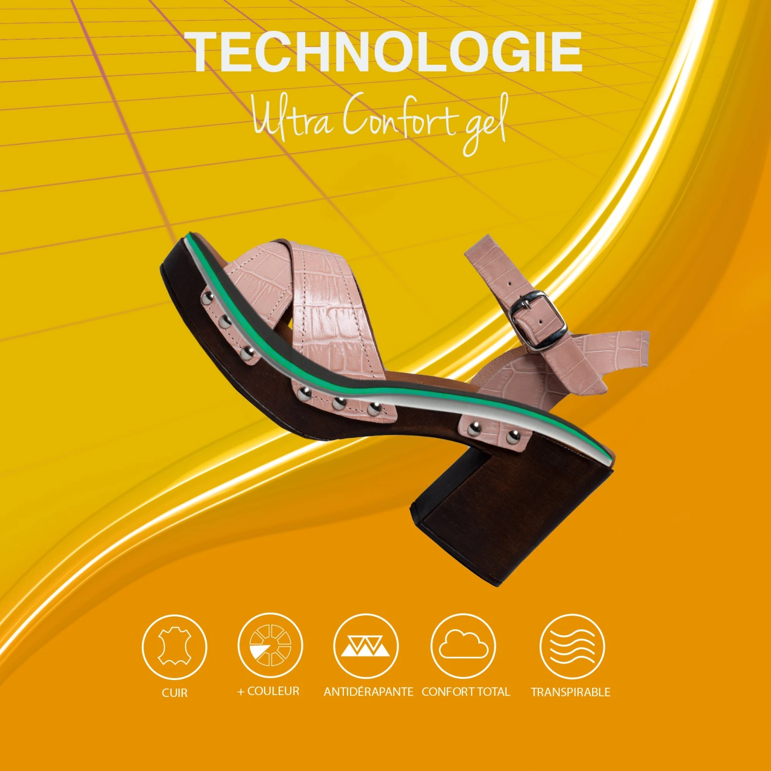 IBIZA - Sandale En Bois BEIGE Crocodile â Image 7