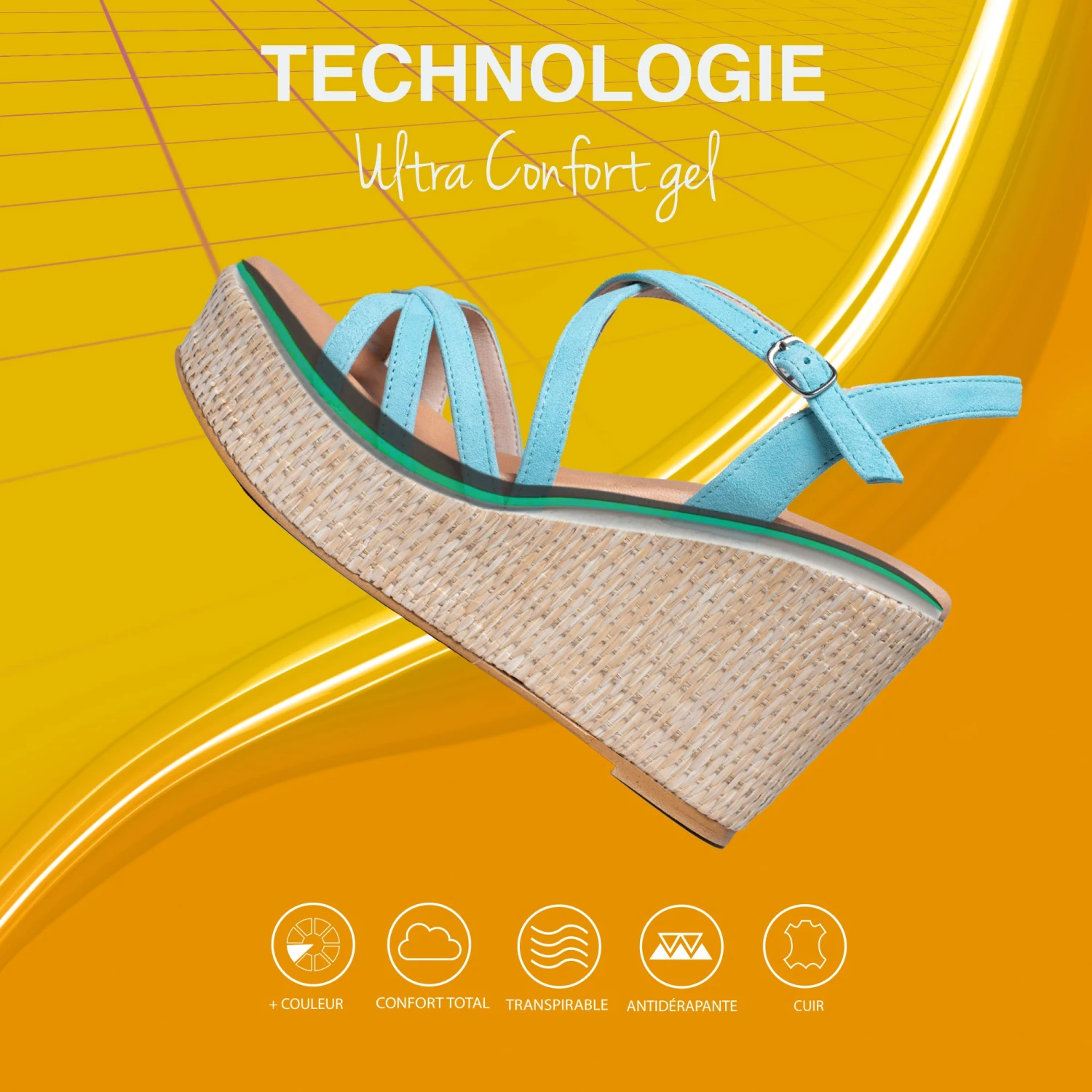 MYKONOS - Sandale Compensée Avec Plateforme En Raphia Et Bandes Croisées ROUGE – Image 7