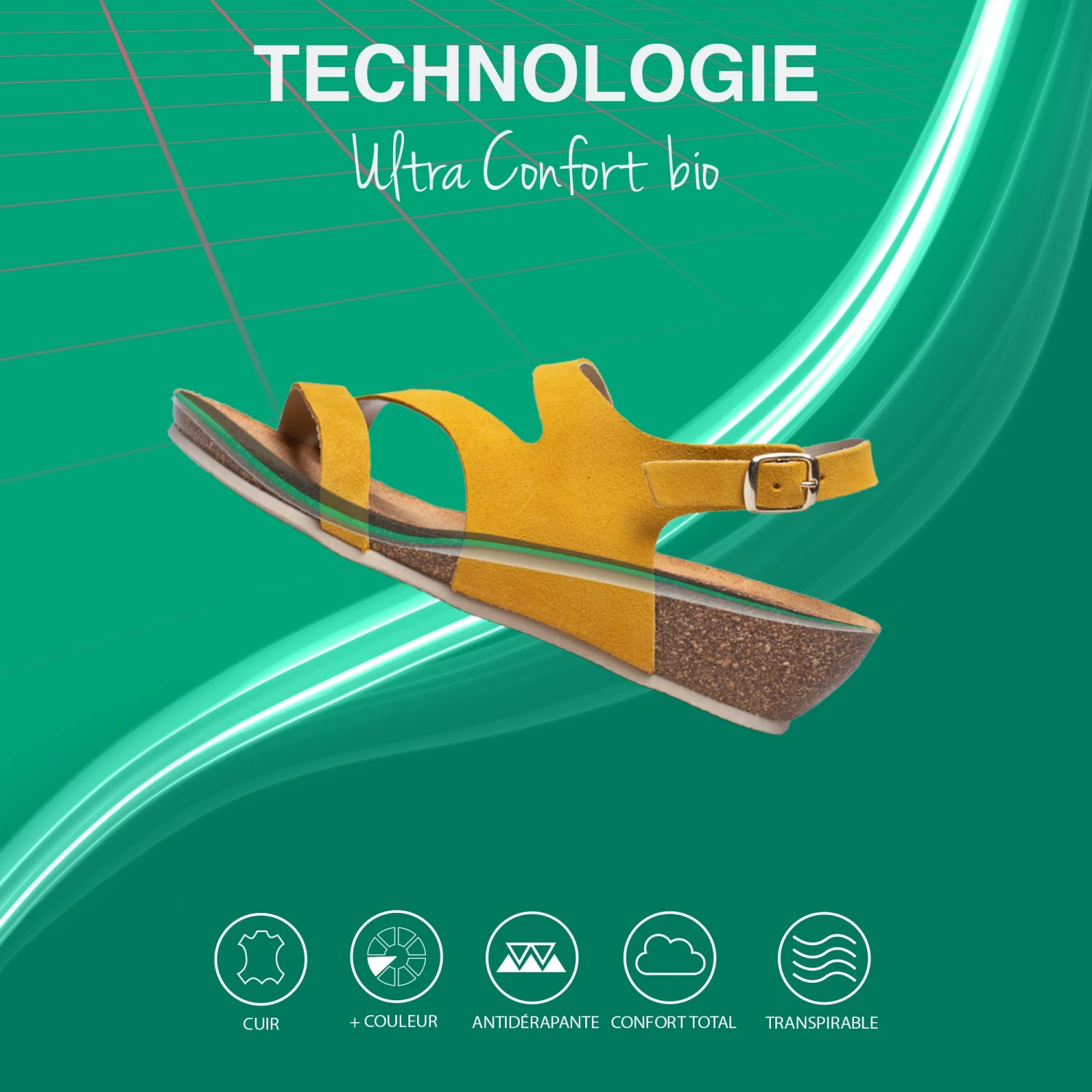 ECO - Sandale Compensée BIO MOUTARDE – Image 7