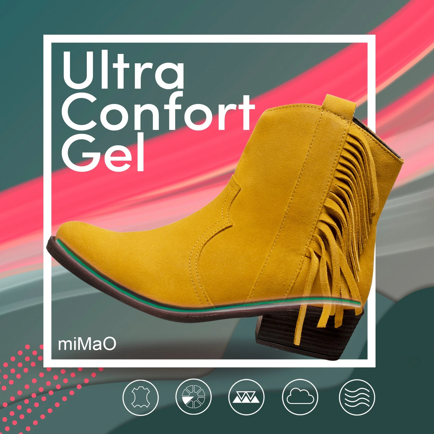 BOHO- Bottines BLEU MARINE Style Cowboy Avec Franges – Image 7