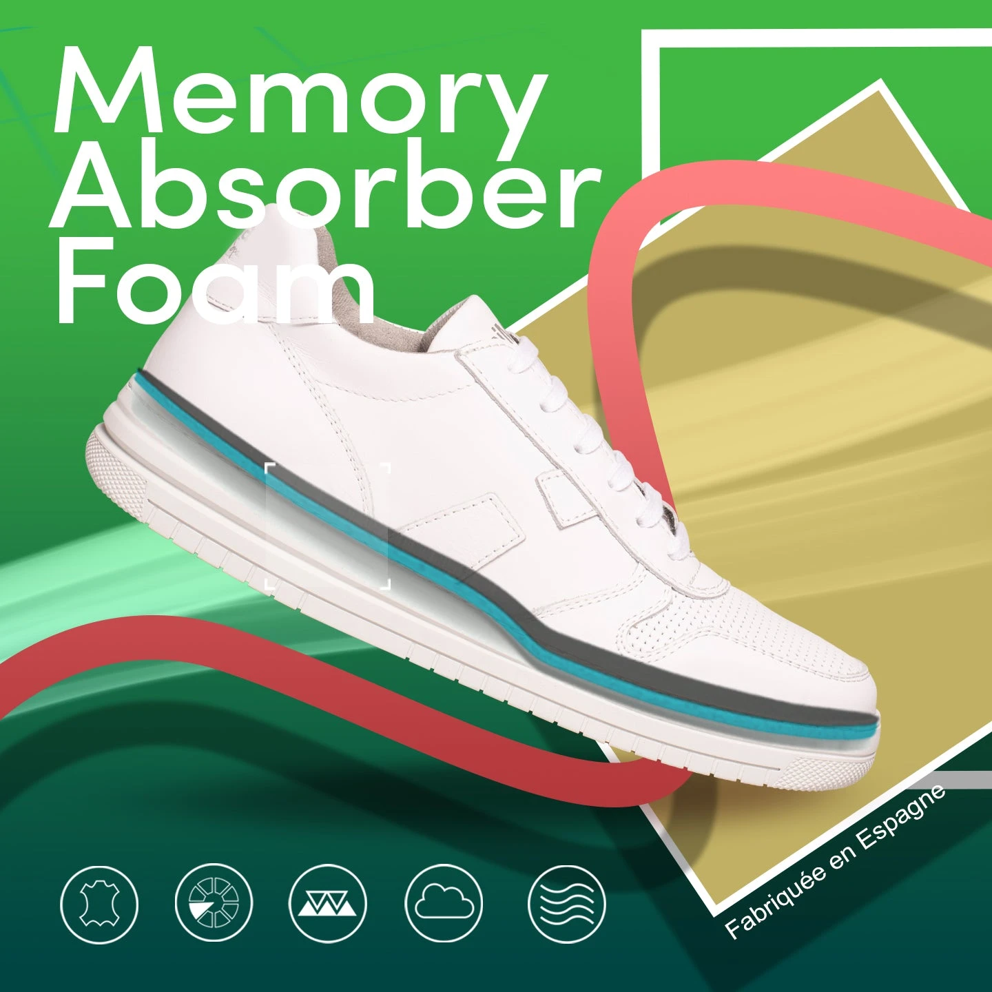 FUN - Baskets BLANC/VERT Pour Femme Memory Absorber Foam – Image 8