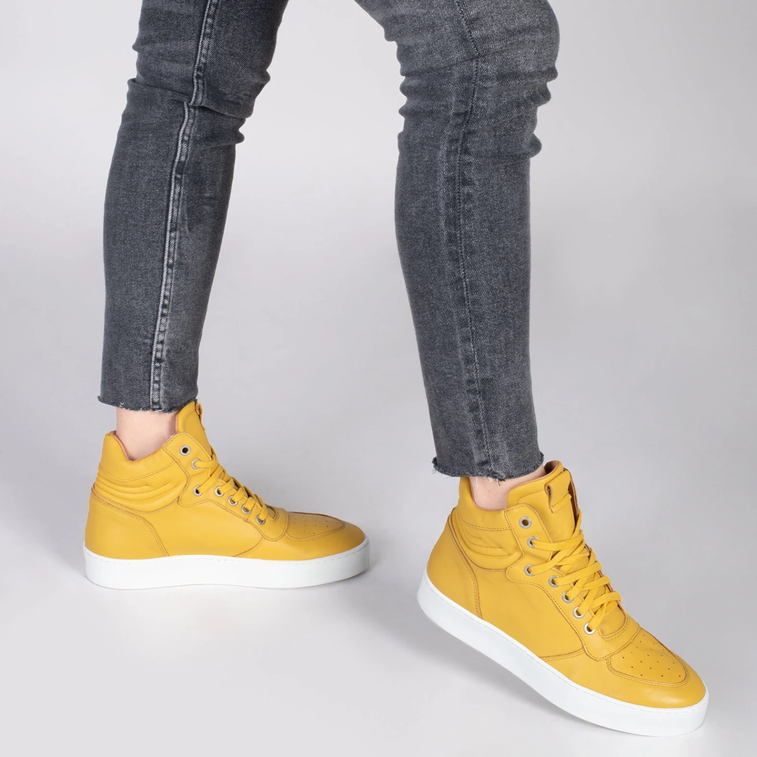 BASKET – Baskets Hautes Pour Femme MOUTARDE – Image 6