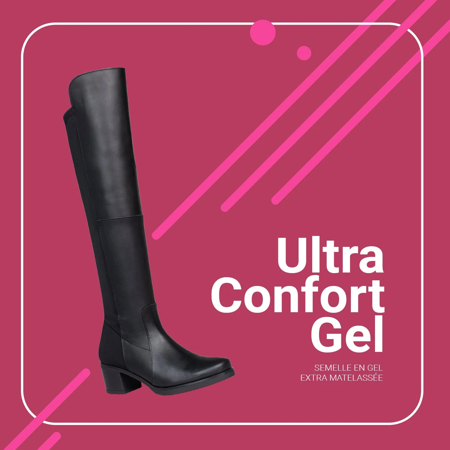 ELASTIQUE– Bottes Hautes à Talon Bas NOIR – Image 7