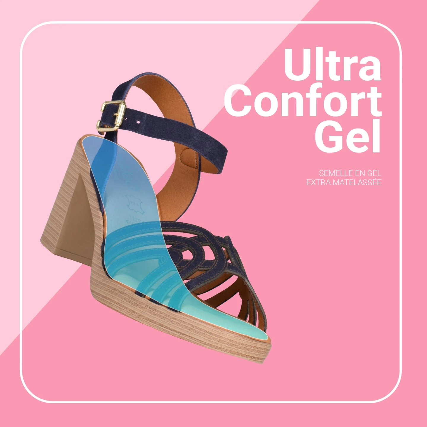 CIBELES – Sandales à Talon Effet Bois BLEU MARINE – Image 6