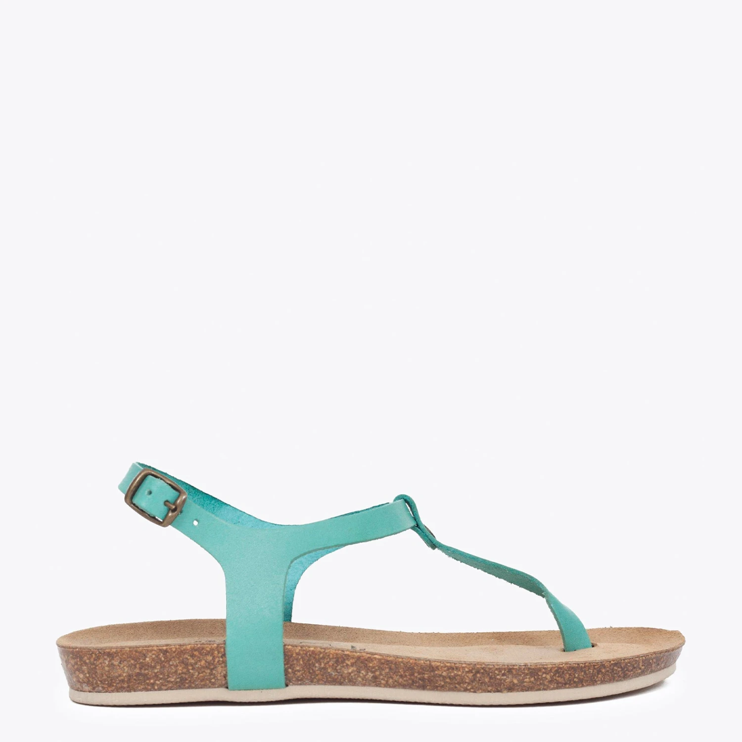 Sandales Plates Entre-doigt Bio Confort Turquoise