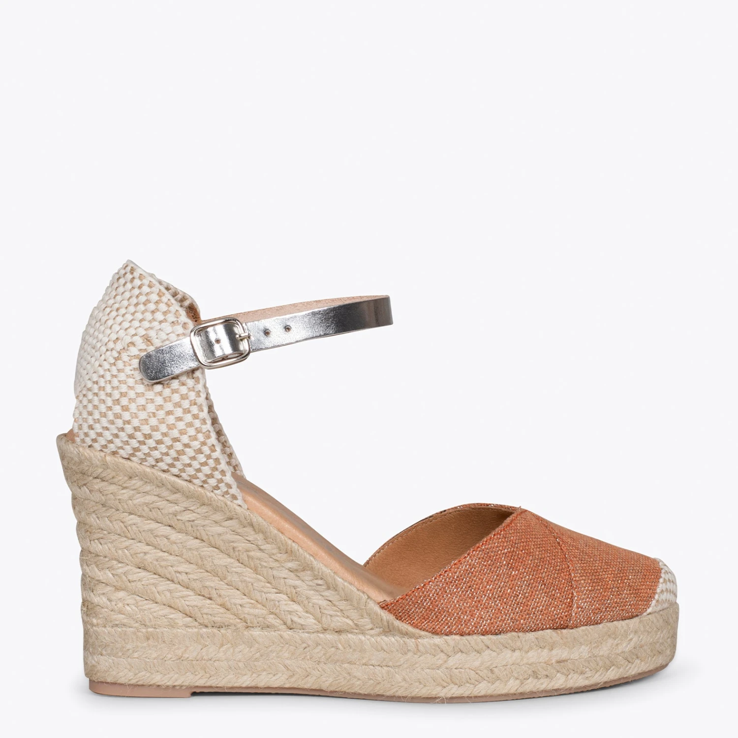 CONIL - Espadrilles Ă Talon Haut En Lin ORANGE