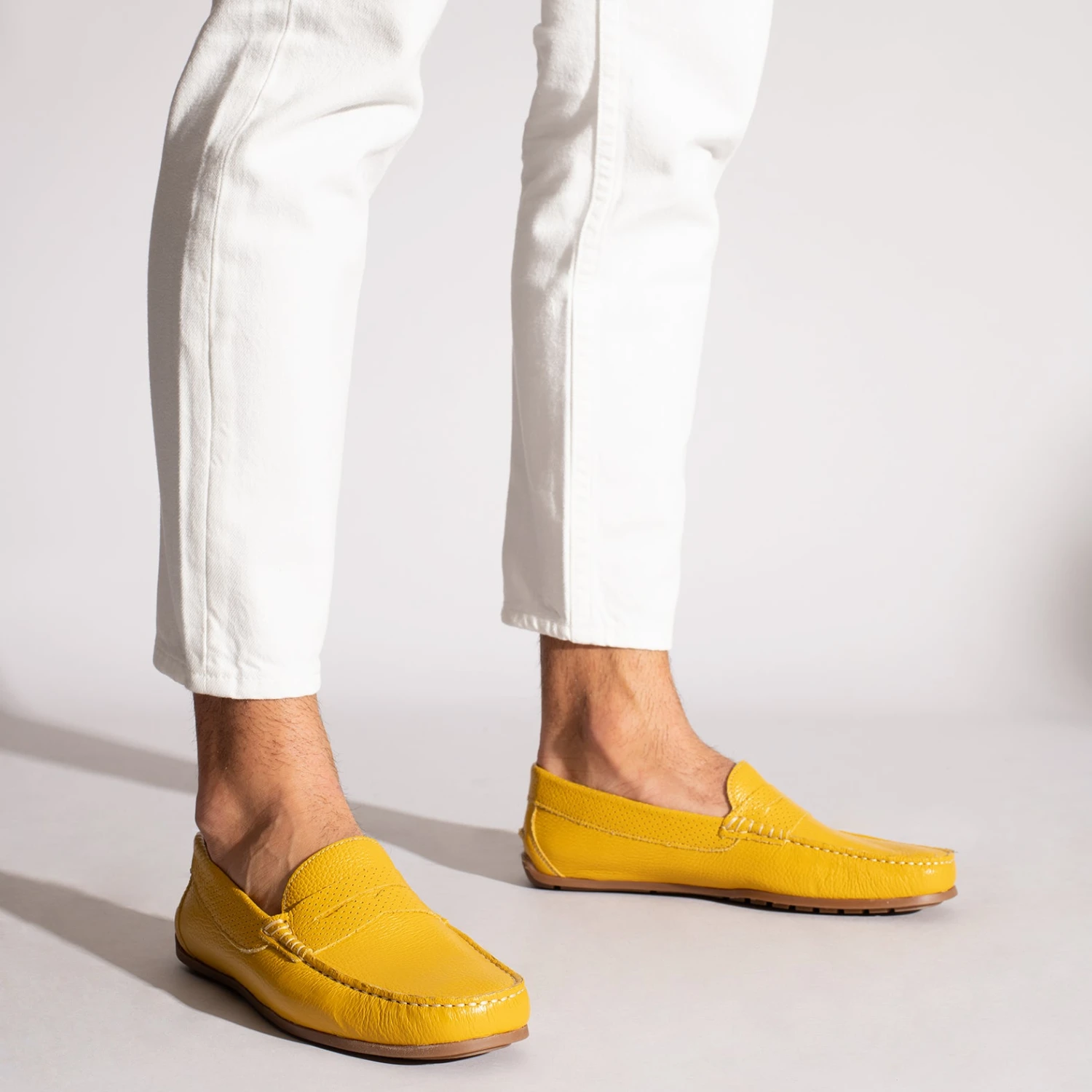 MOCASSIN - Mocassin En Cuir Décontracté Pour Homme JAUNE – Image 8