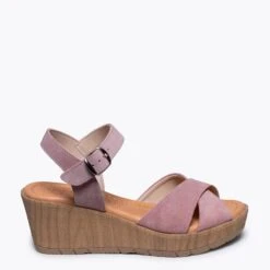 SABLE - Compensée Avec Lanières Avant Croisées ROSE