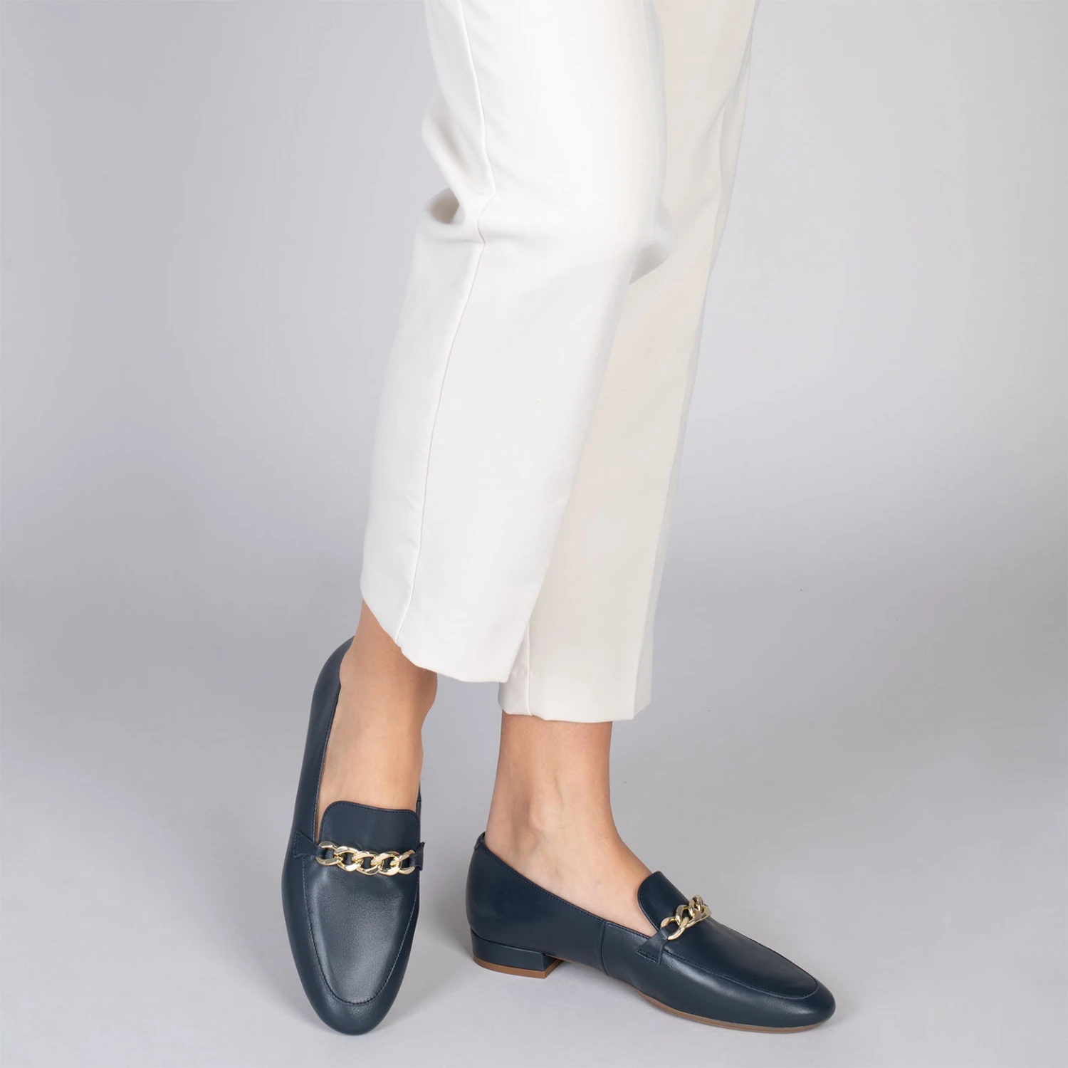 CHAIN – Mocassins En Cuir Pour Femme BLEU MARINE – Image 6