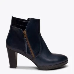 COCO - Bottine à Talon BLEU MARINE à Fermeture éclair