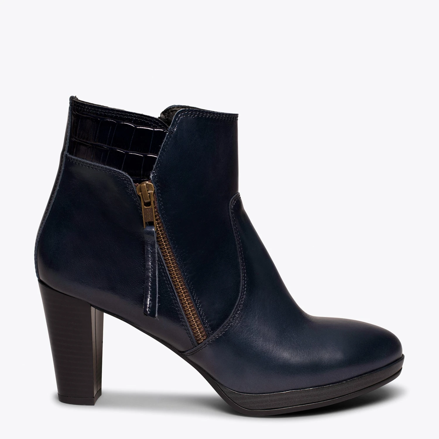 COCO - Bottine à Talon BLEU MARINE à Fermeture éclair