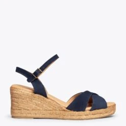 CALPE - Espadrille Compensée à Brides Croisées BLEU MARINE