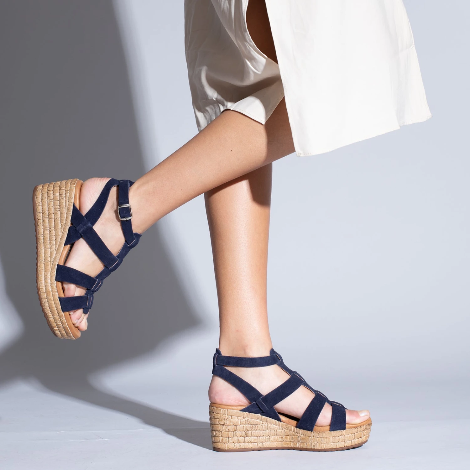 ROMAINE - Sandale Romaine Avec Plateforme BLEU MARINE – Image 6