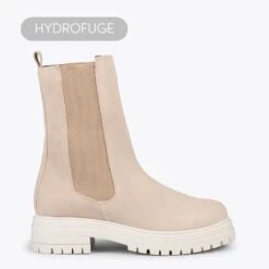 CAMBRIDGE - Bottines Chelsea BEIGE Ă Semelle Track