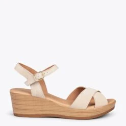 MAR – Sandales Compensées Légères à Lanières Croisées BEIGE