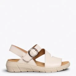 NATURA - Sandale En Cuir Extra Légere BLANC CASSÉ