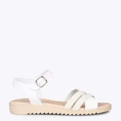 FRESH – Sandales En Cuir à Talon Compensé Bas BLANC