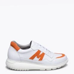 PARIS - Baskets Pour Homme BLANC/ORANGE