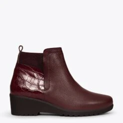 COMPENSÉES CROCO - Bottes à Talon Compensé Imprimé Croco BORDEAUX