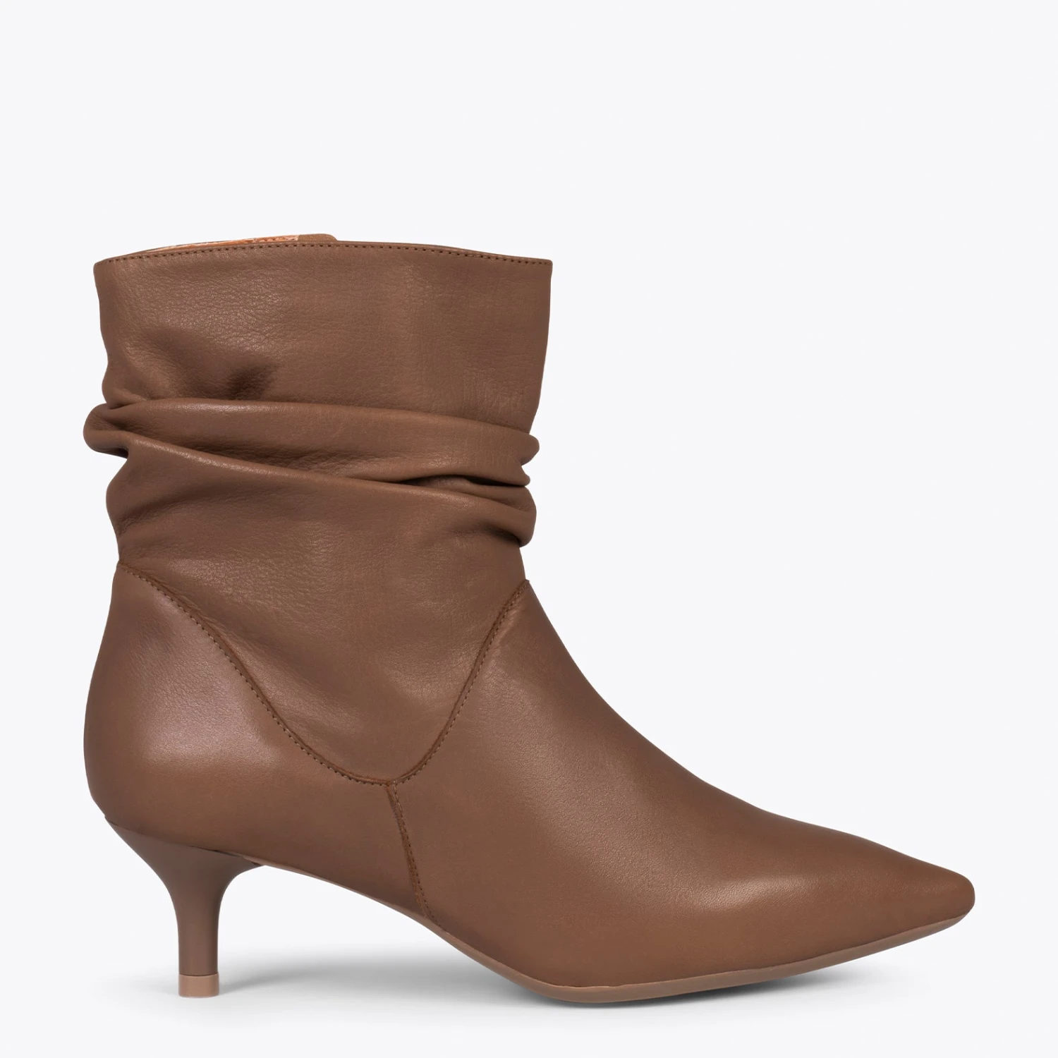 FASHION – Bottines Plissées En Cuir Nappa MARRON