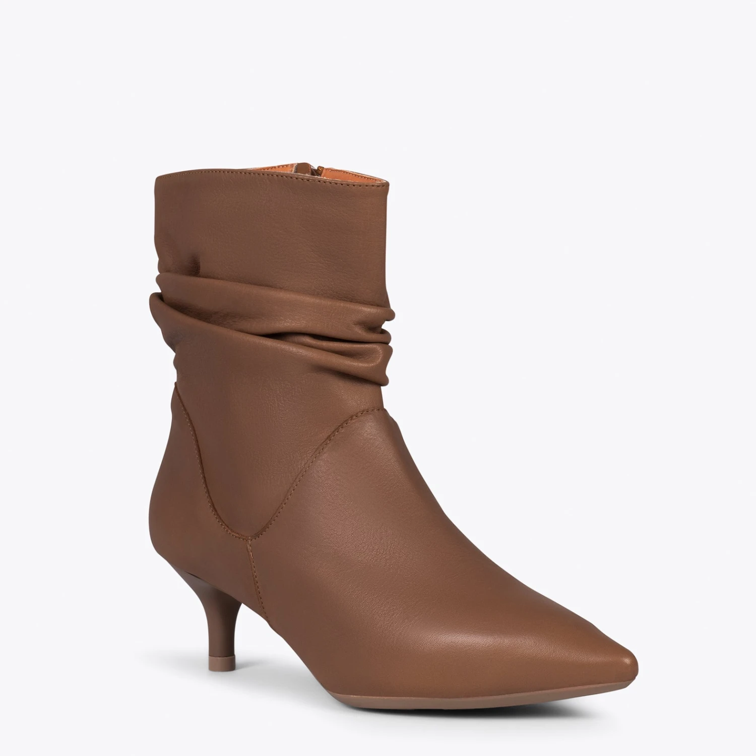 FASHION – Bottines Plissées En Cuir Nappa MARRON – Image 4