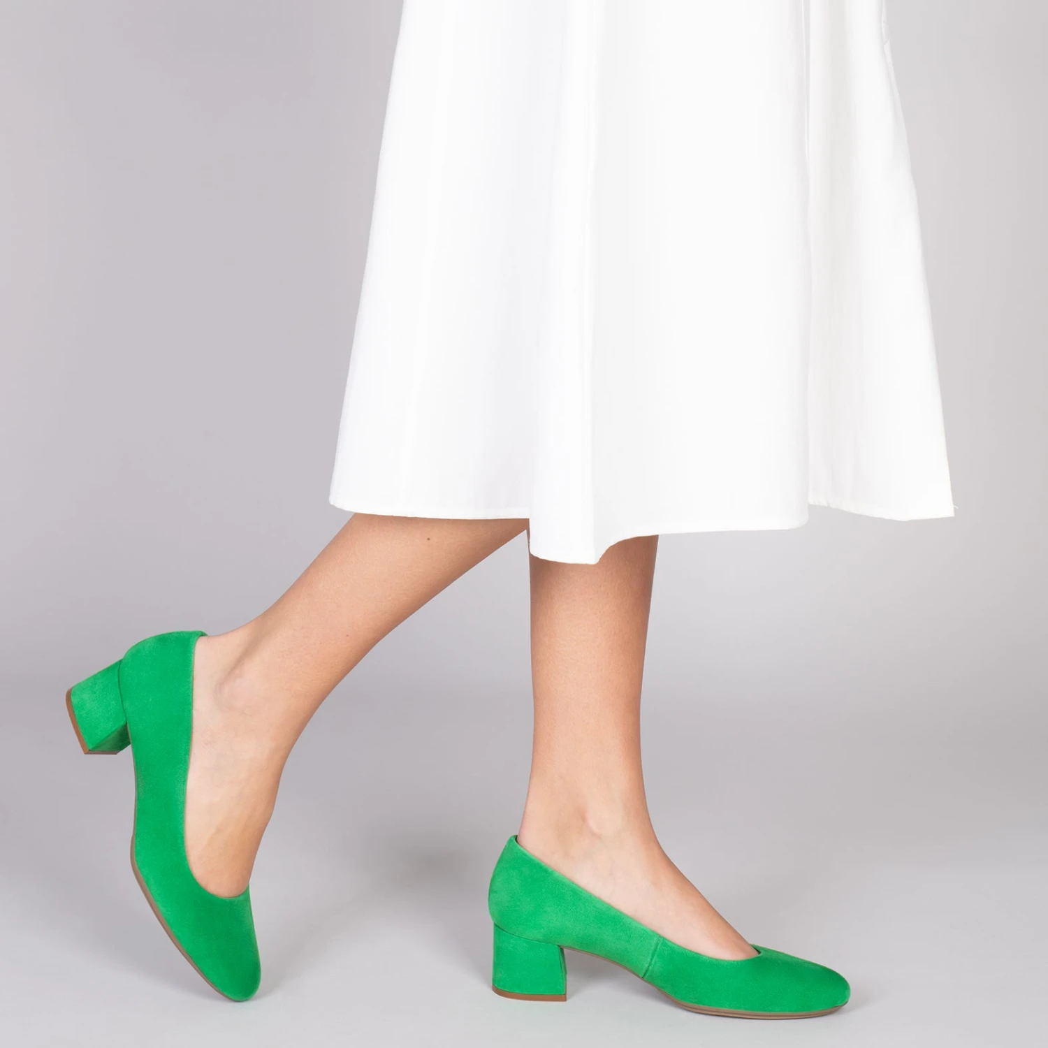 URBAN ROND – Chaussures à Talon Bas En Daim VERT – Image 6