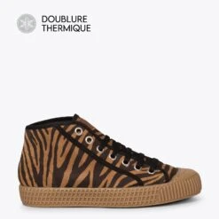 JUMP - Baskets Nubuck Animal Print CAMEL Pour Femme