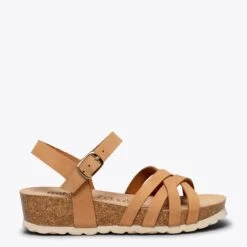 PRINCESS - Sandales Pour Fille Avec Talon Compensé CAMEL Bio