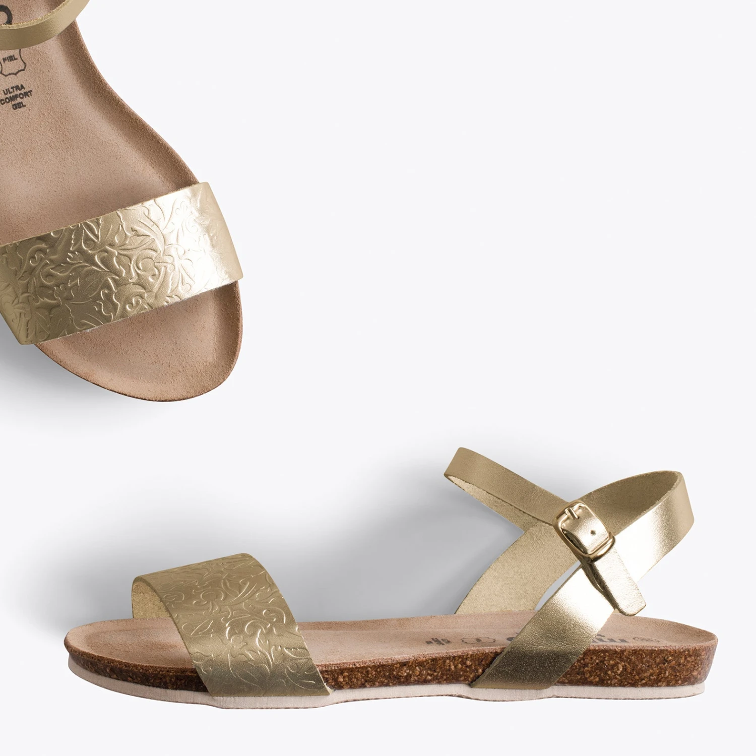 MIMOSA - Sandales Plates DORÉ BIO – Image 2