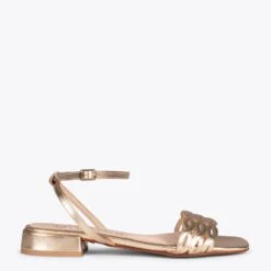 SOFÍA - Sandales Plates DORÉ