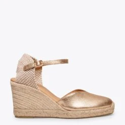 NERJA – Espadrilles à Talon Haut DORÉ