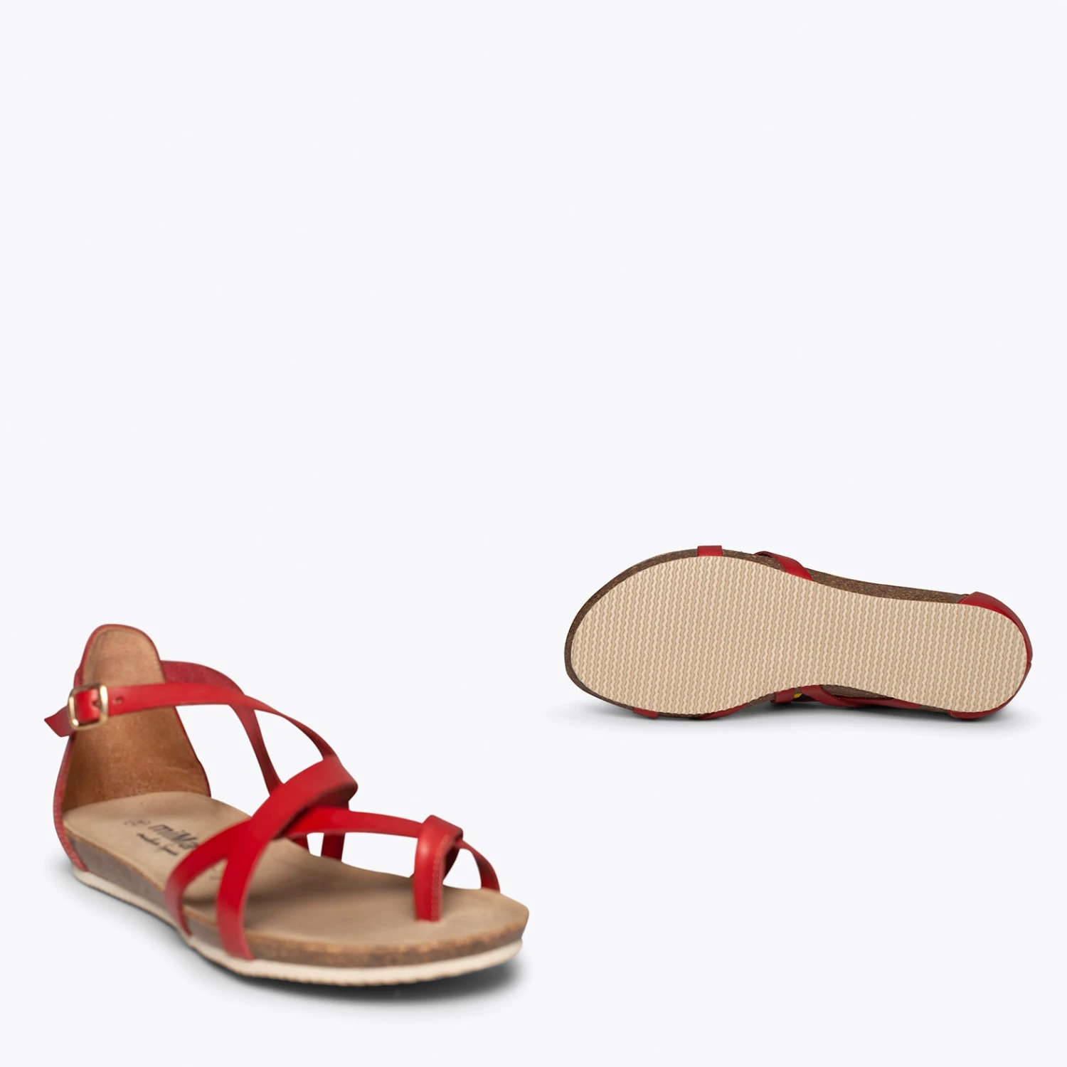 CHEMIN - Sandales Plates Pour Femme ROUGE BIO – Image 6