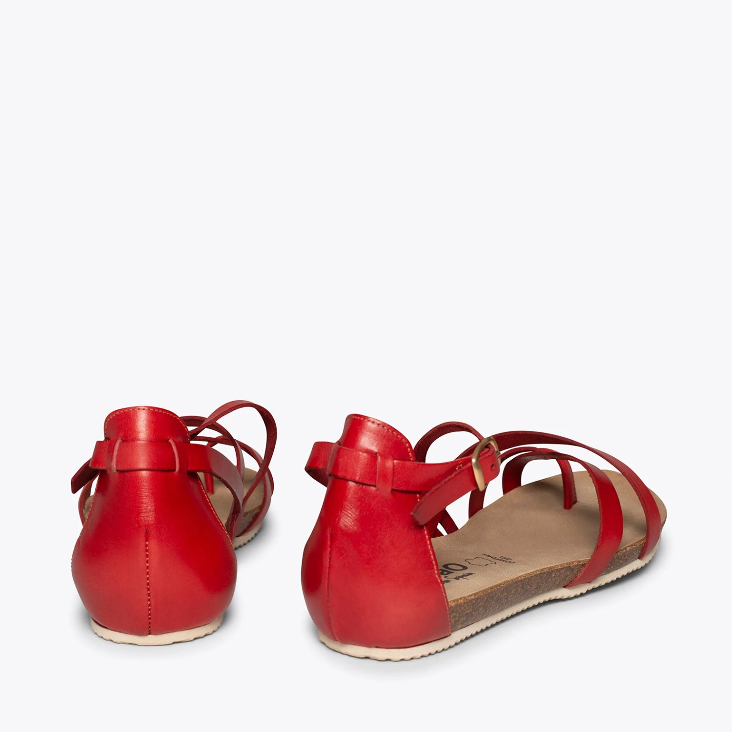 CHEMIN - Sandales Plates Pour Femme ROUGE BIO – Image 4