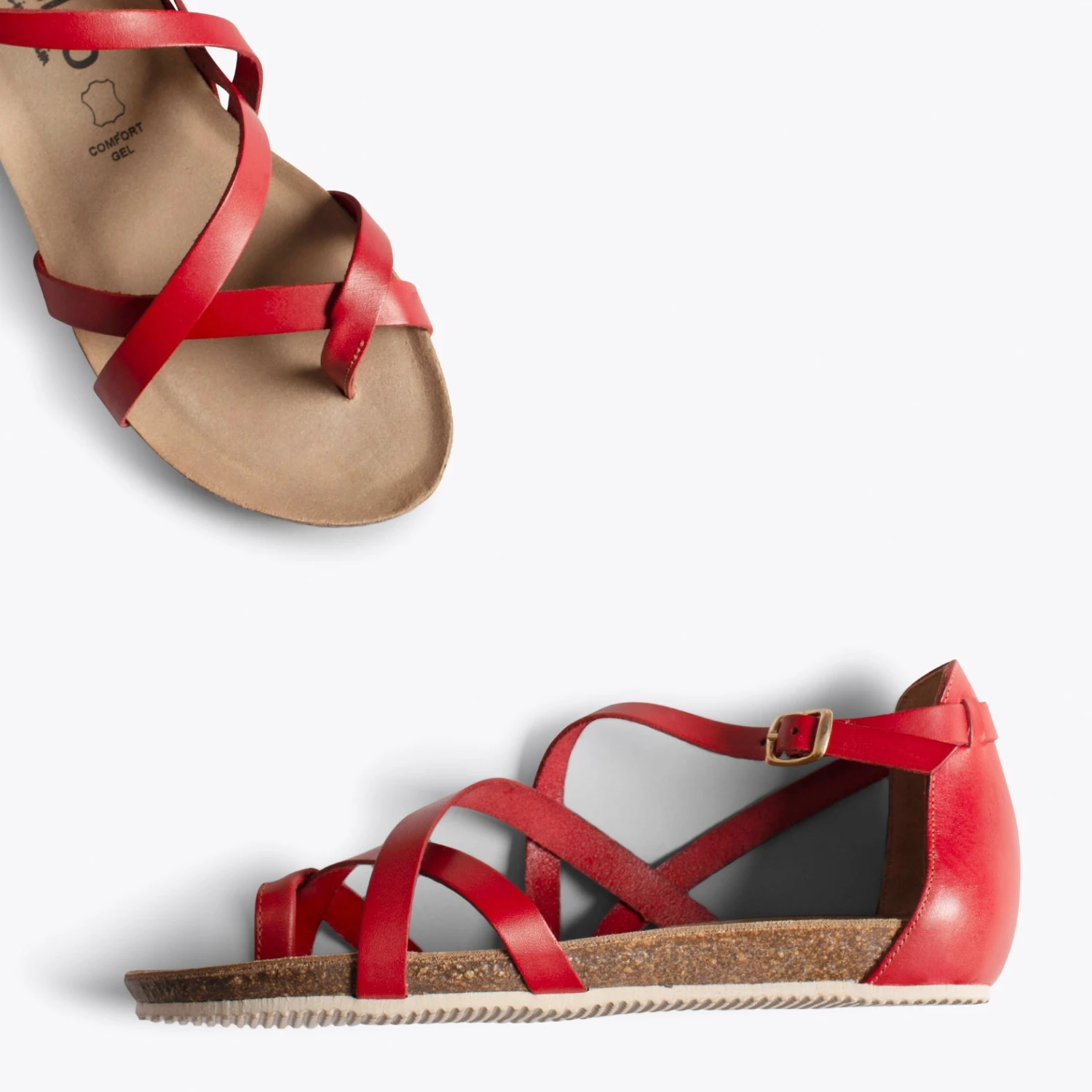 CHEMIN - Sandales Plates Pour Femme ROUGE BIO – Image 3