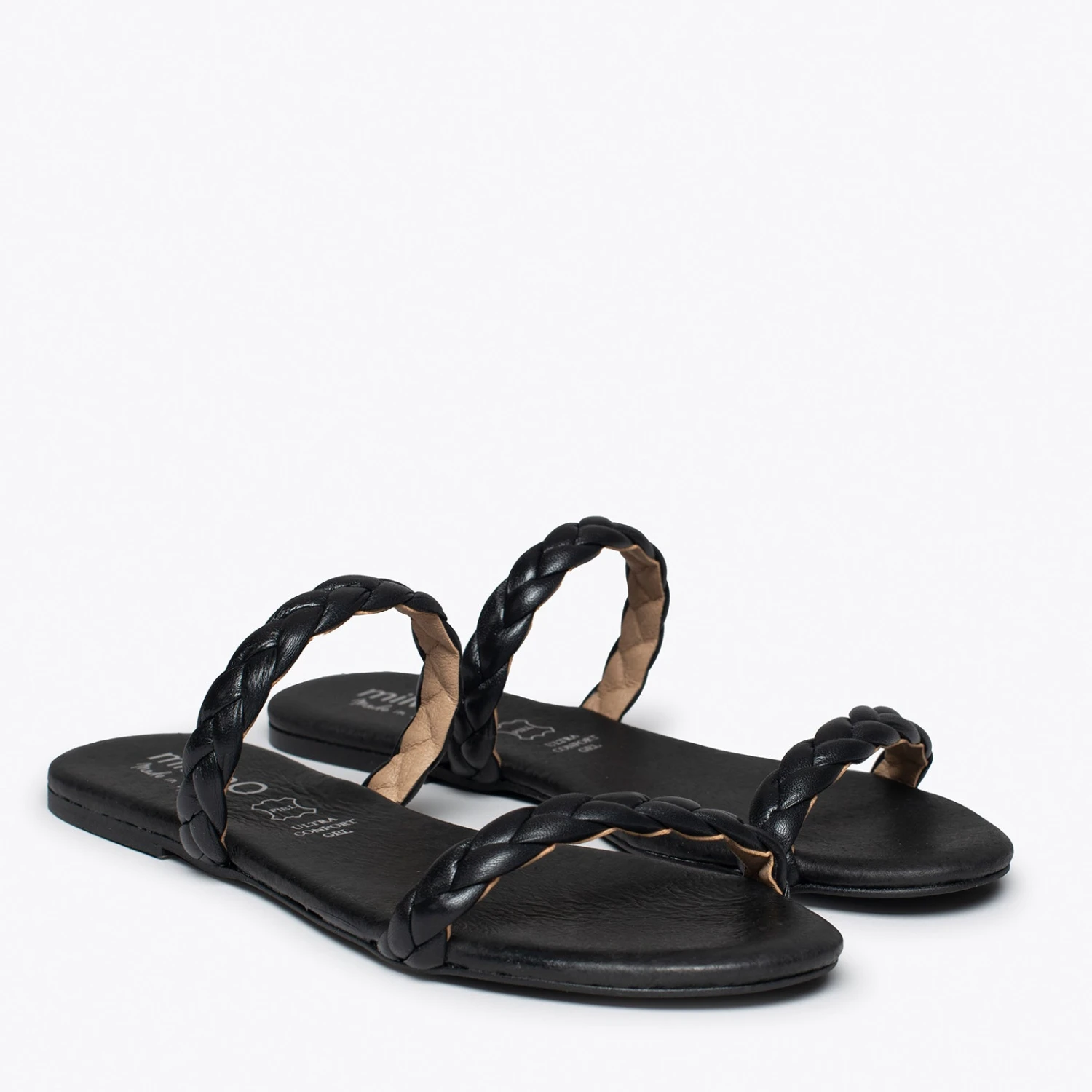 DAILY - Sandale Plate NOIR à Deux Brides Tressées – Image 2