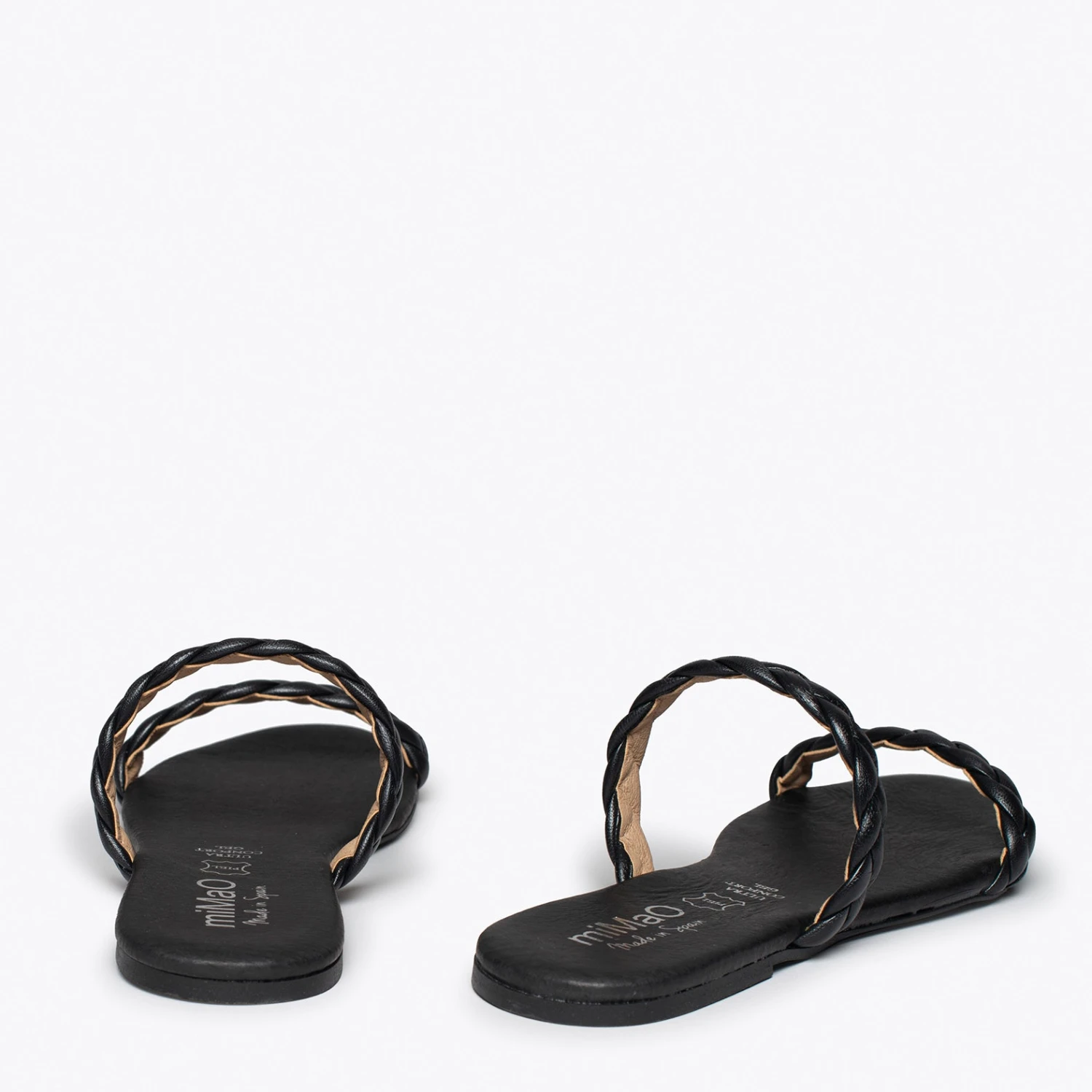 DAILY - Sandale Plate NOIR à Deux Brides Tressées – Image 4