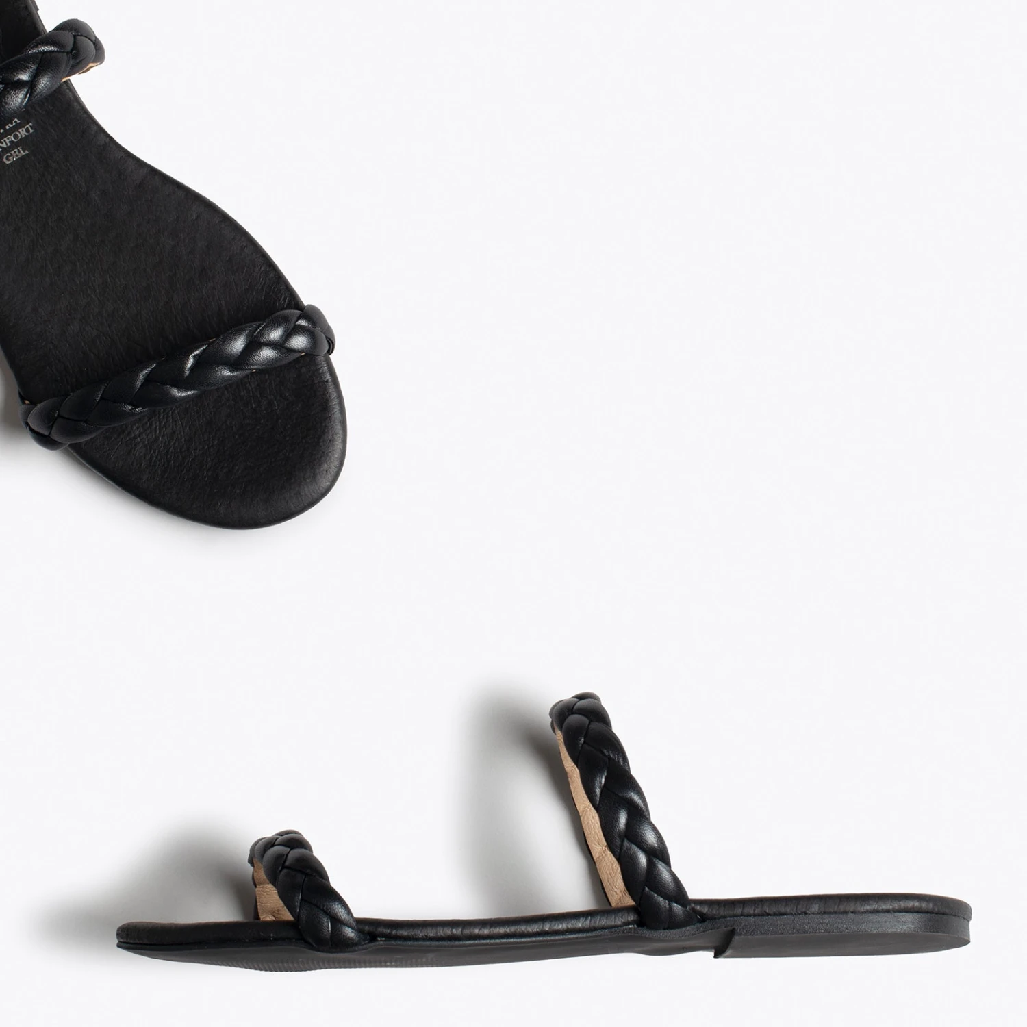 DAILY - Sandale Plate NOIR à Deux Brides Tressées – Image 3