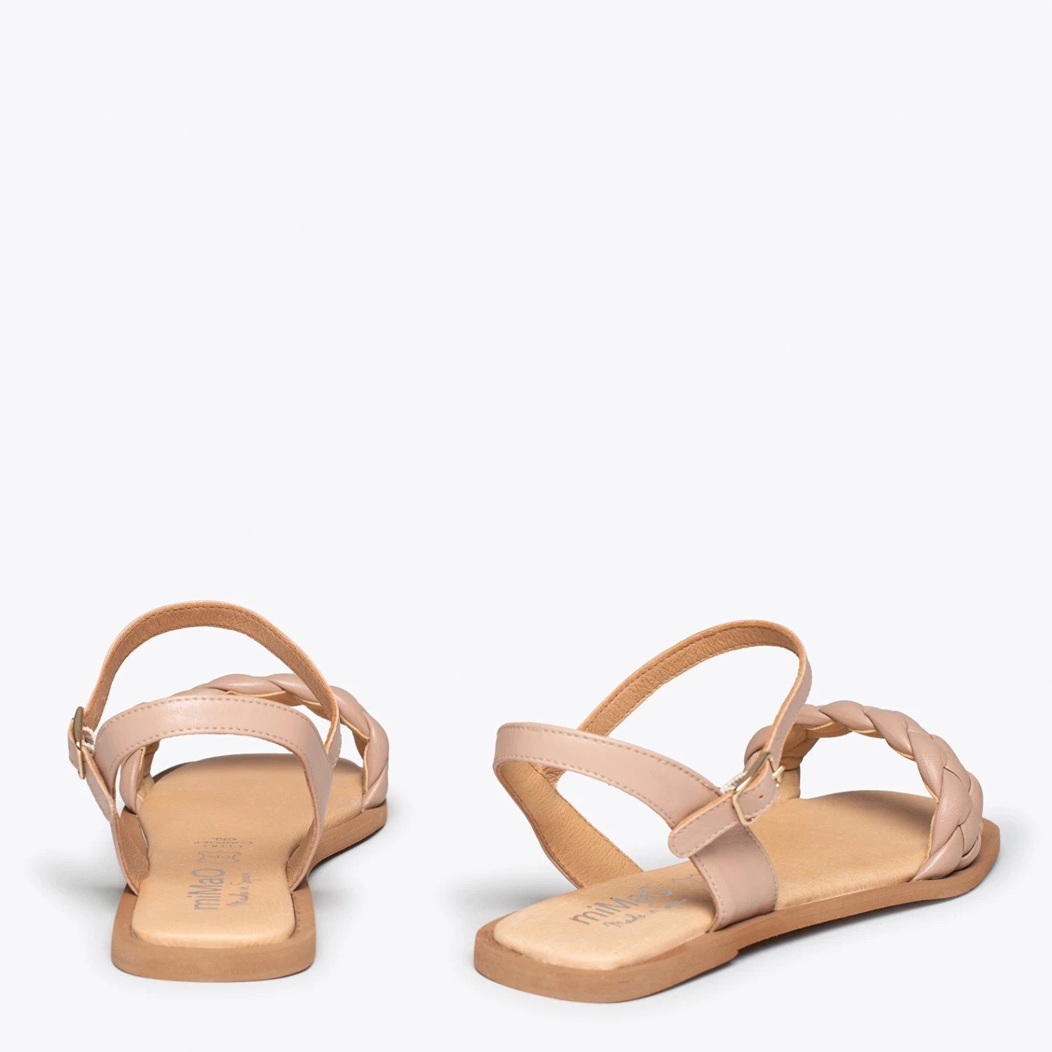 MARBELLA - Sandales Plates NUDE à Lanière Tressée – Image 4