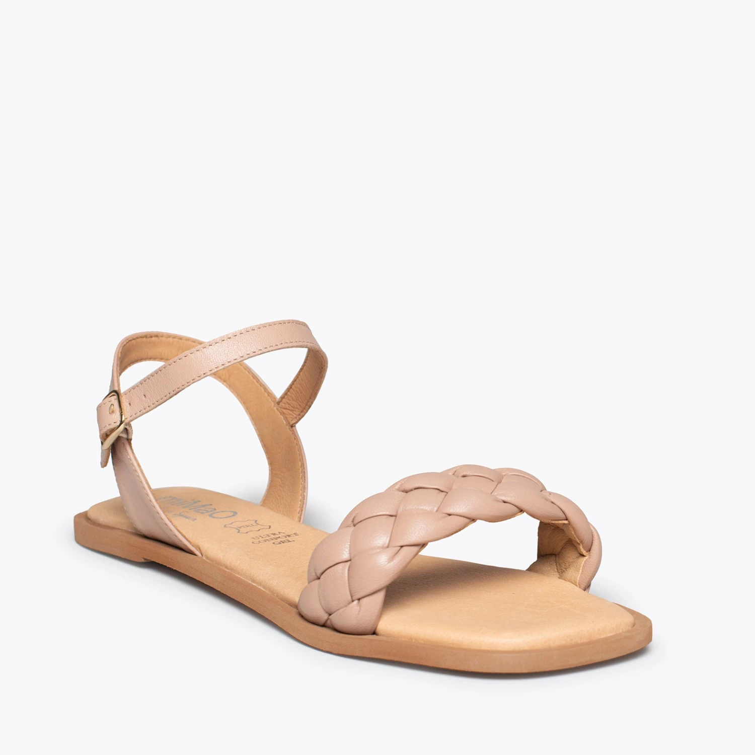 MARBELLA - Sandales Plates NUDE à Lanière Tressée – Image 5