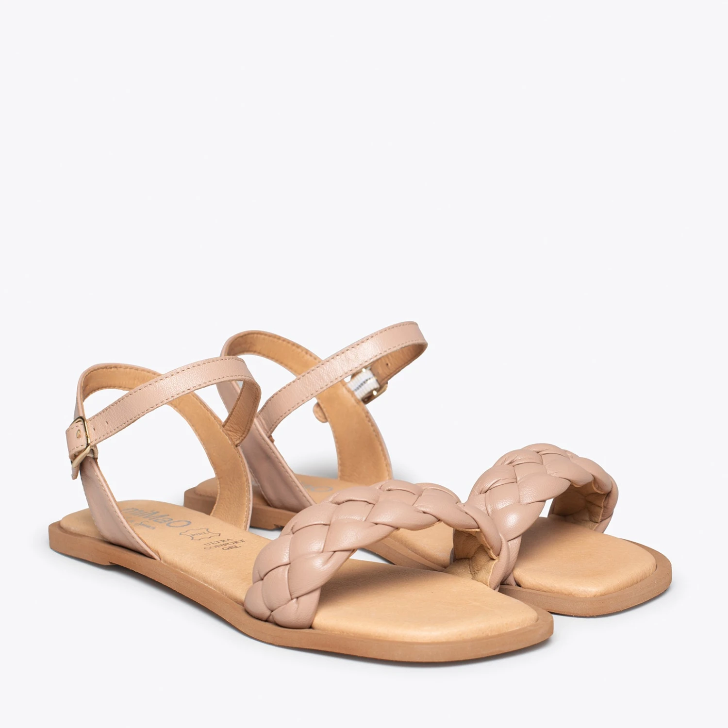 MARBELLA - Sandales Plates NUDE à Lanière Tressée – Image 2