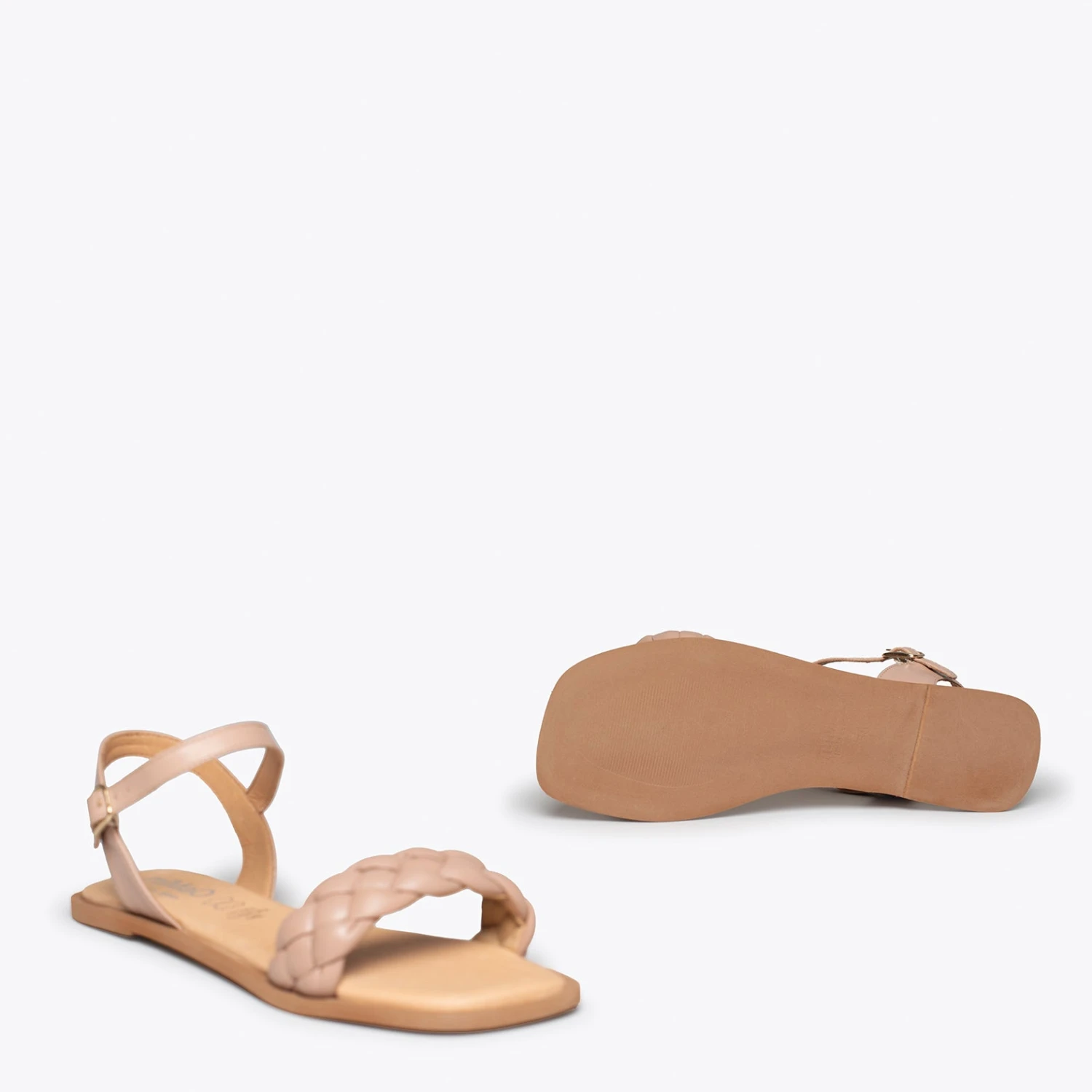 MARBELLA - Sandales Plates NUDE à Lanière Tressée – Image 6