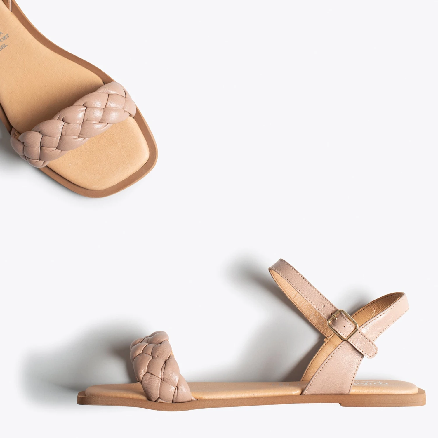 MARBELLA - Sandales Plates NUDE à Lanière Tressée – Image 3