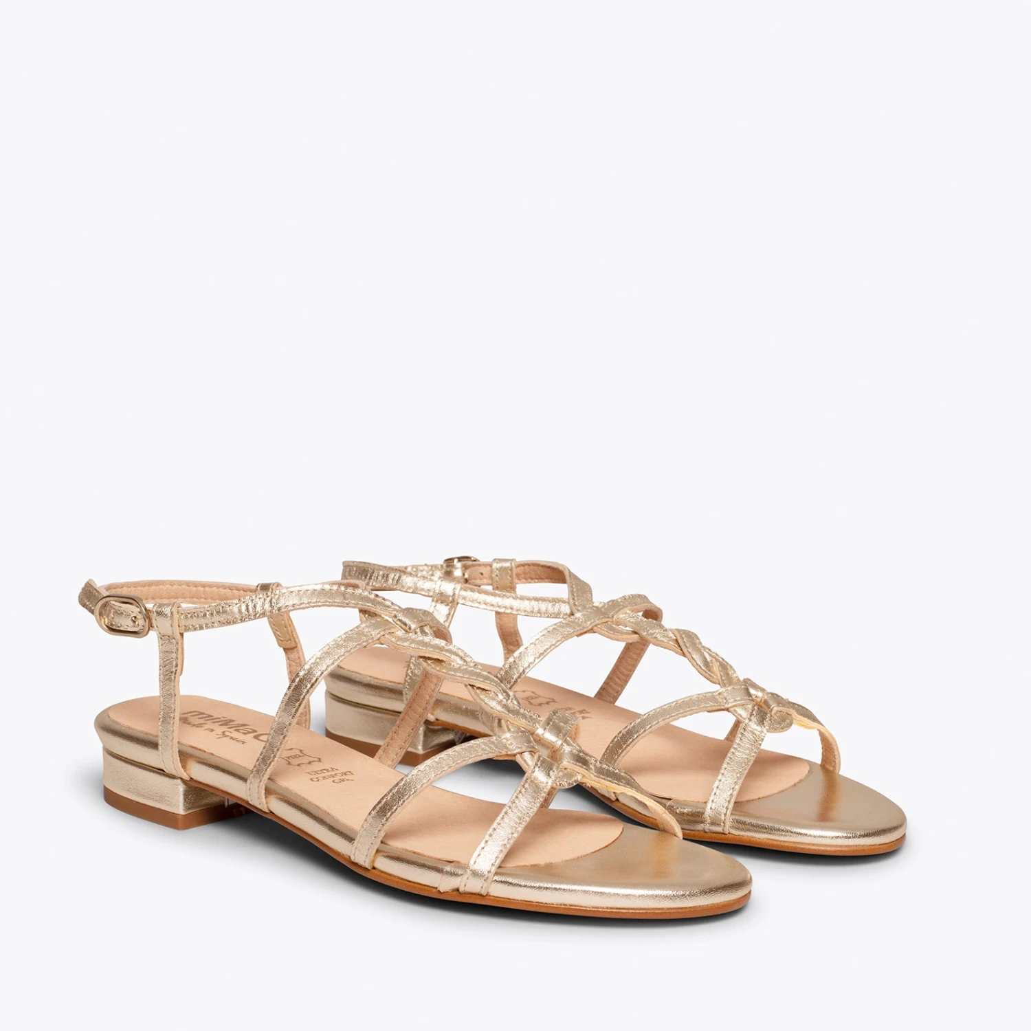 ATENAS - Sandales Plates DORÉ Pour Femme – Image 2