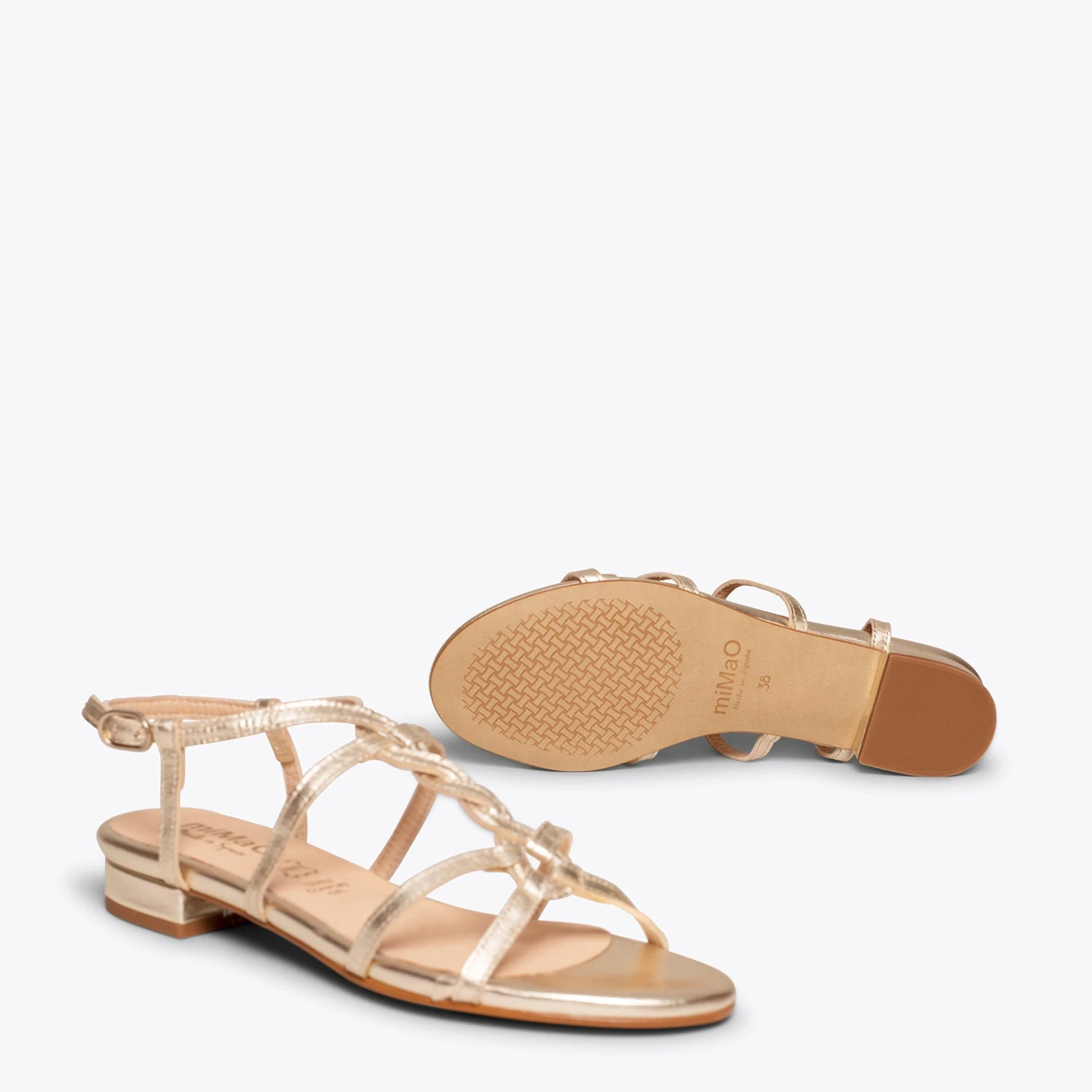 ATENAS - Sandales Plates DORÉ Pour Femme – Image 6